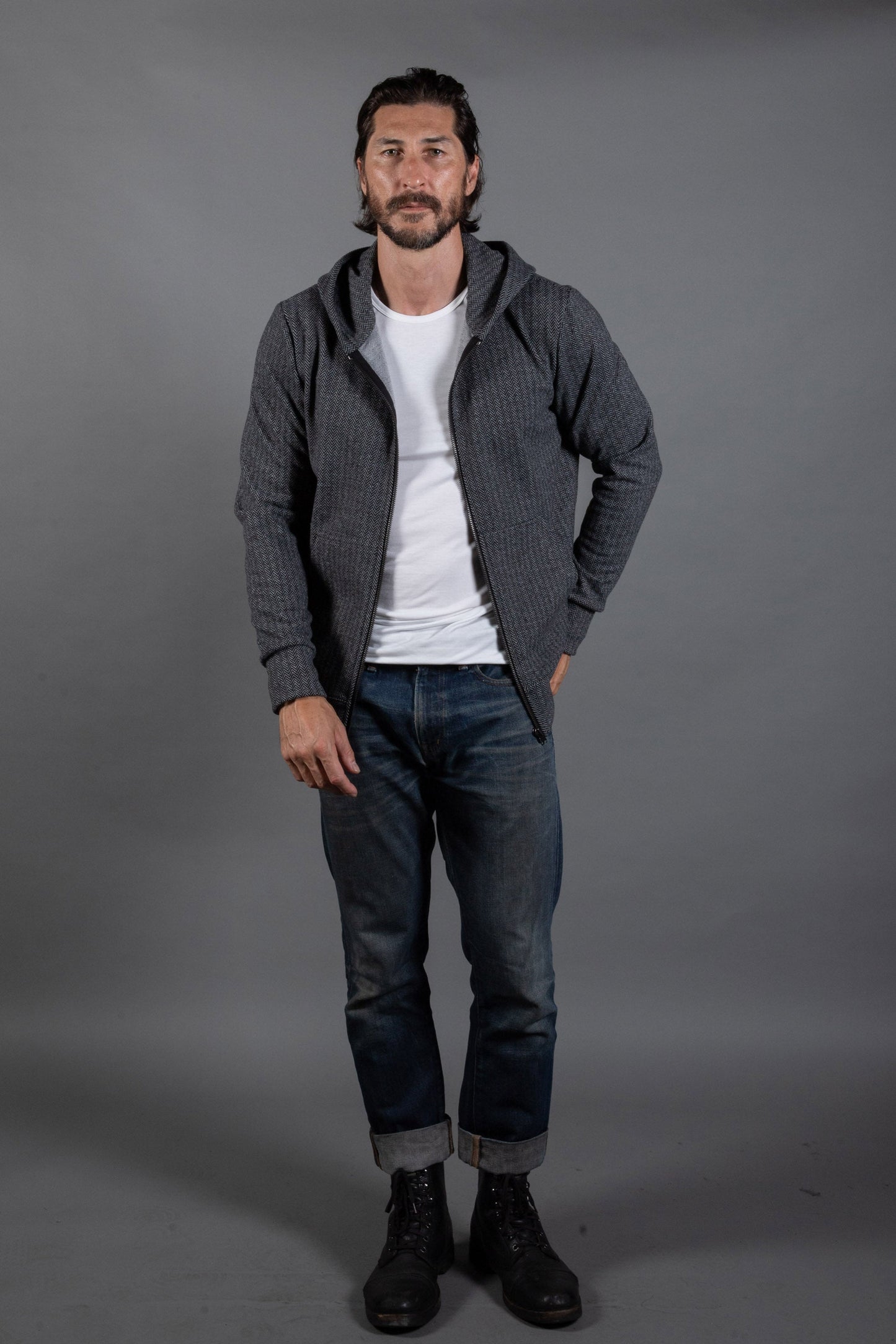 Sudadera Westin Herringbone con cremallera frontal