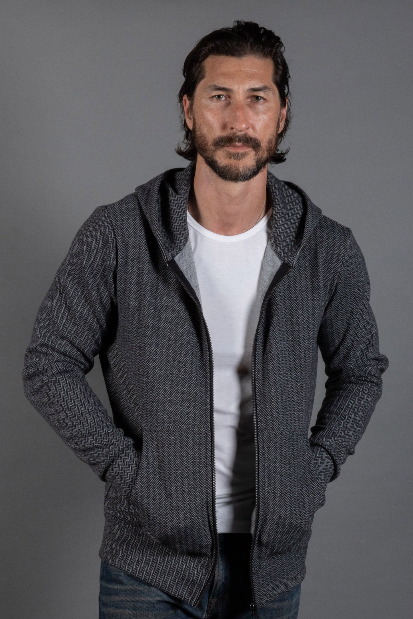 Sudadera Westin Herringbone con cremallera frontal