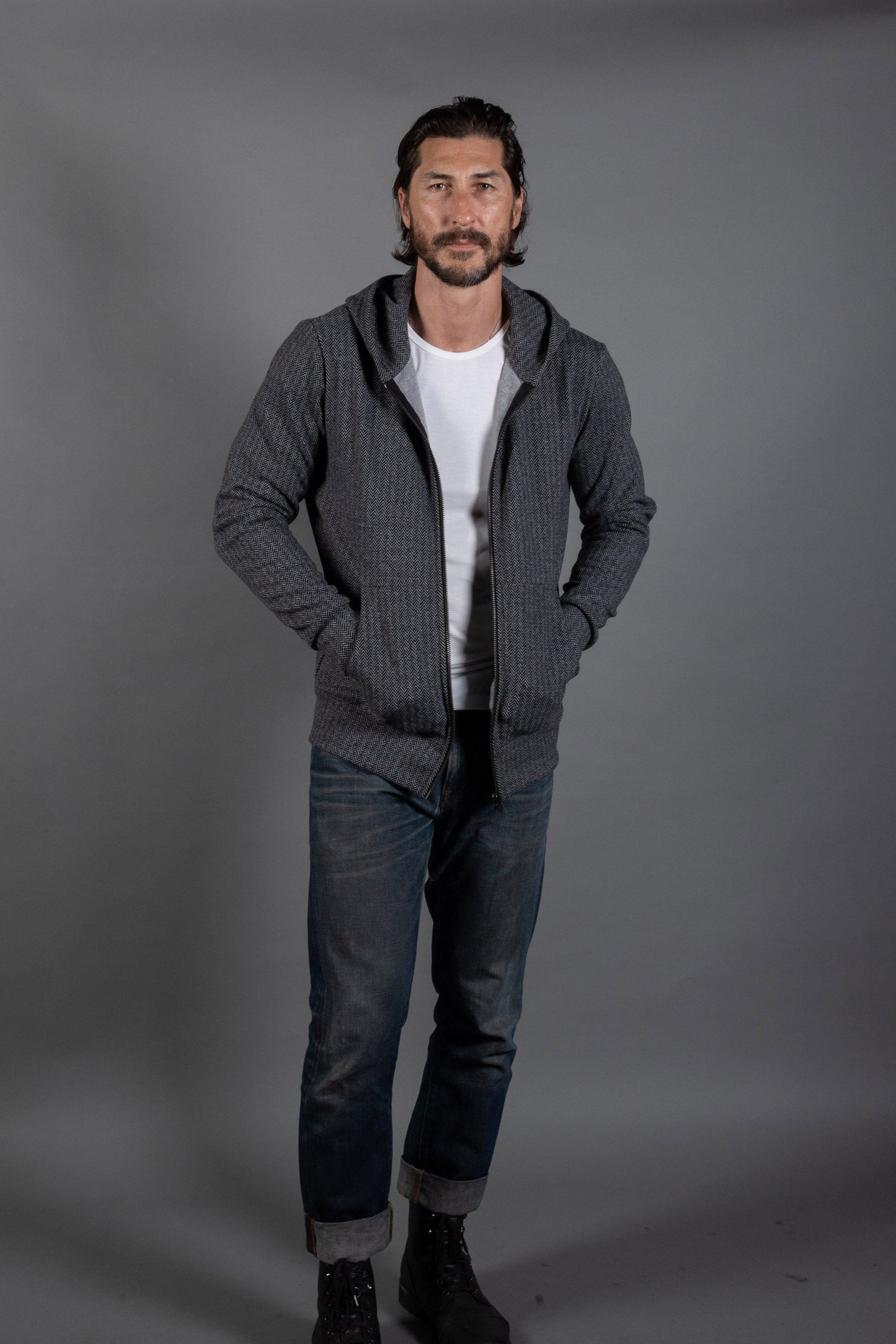 Sudadera Westin Herringbone con cremallera frontal