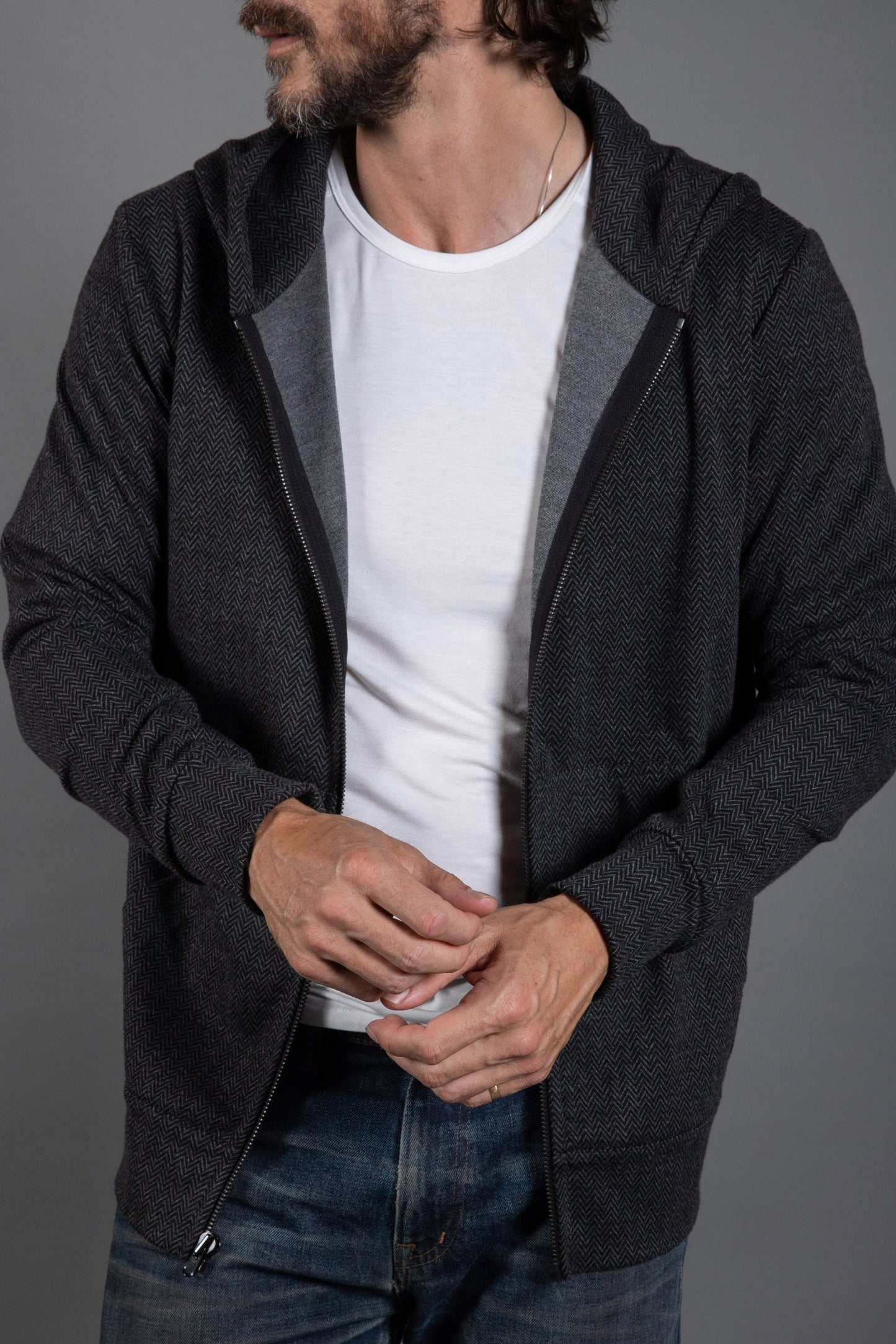 Sudadera Westin Herringbone con cremallera frontal