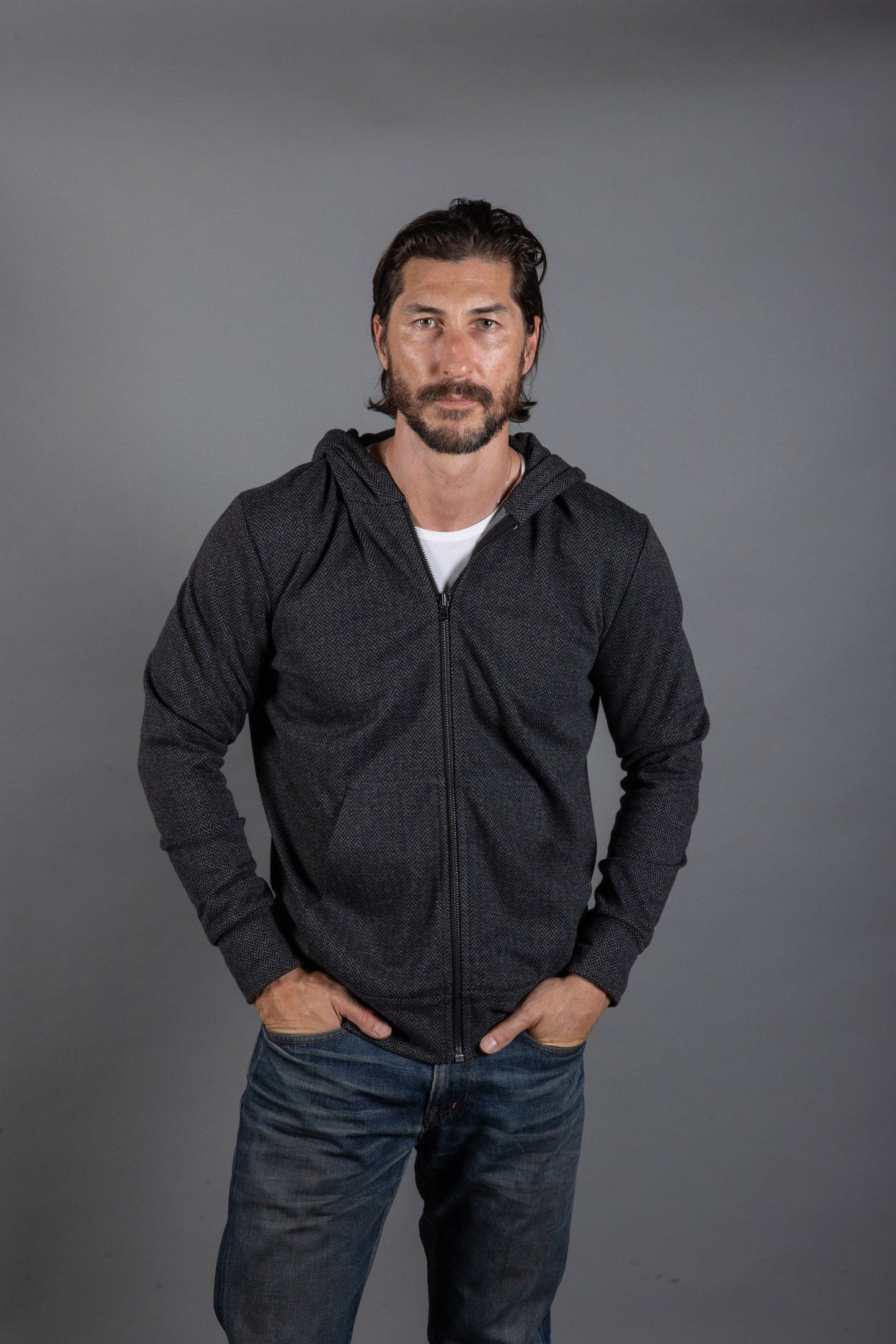 Sudadera Westin Herringbone con cremallera frontal