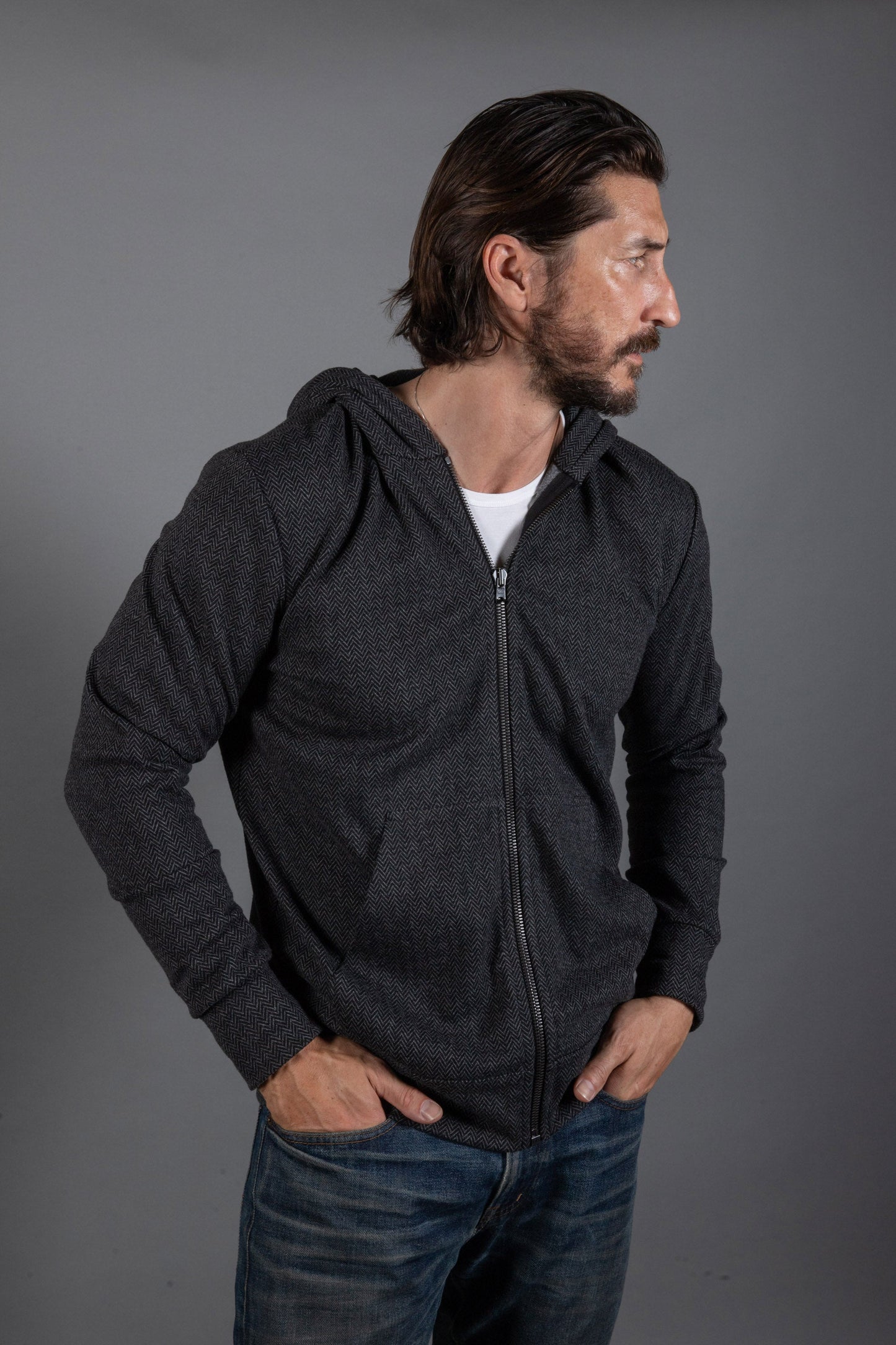 Sudadera Westin Herringbone con cremallera frontal