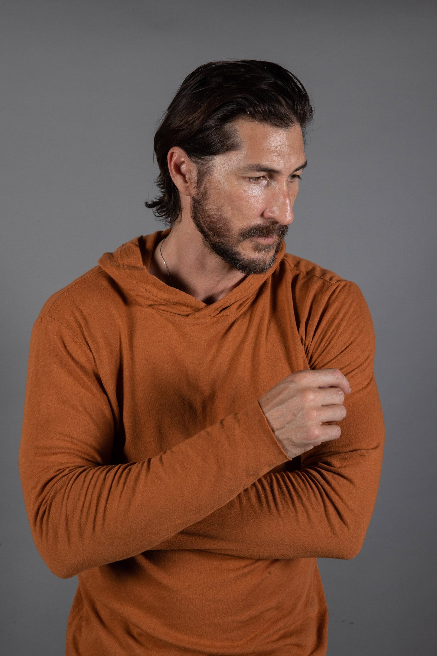 Sudadera con Capucha de Manga Larga de Lino para Hombre