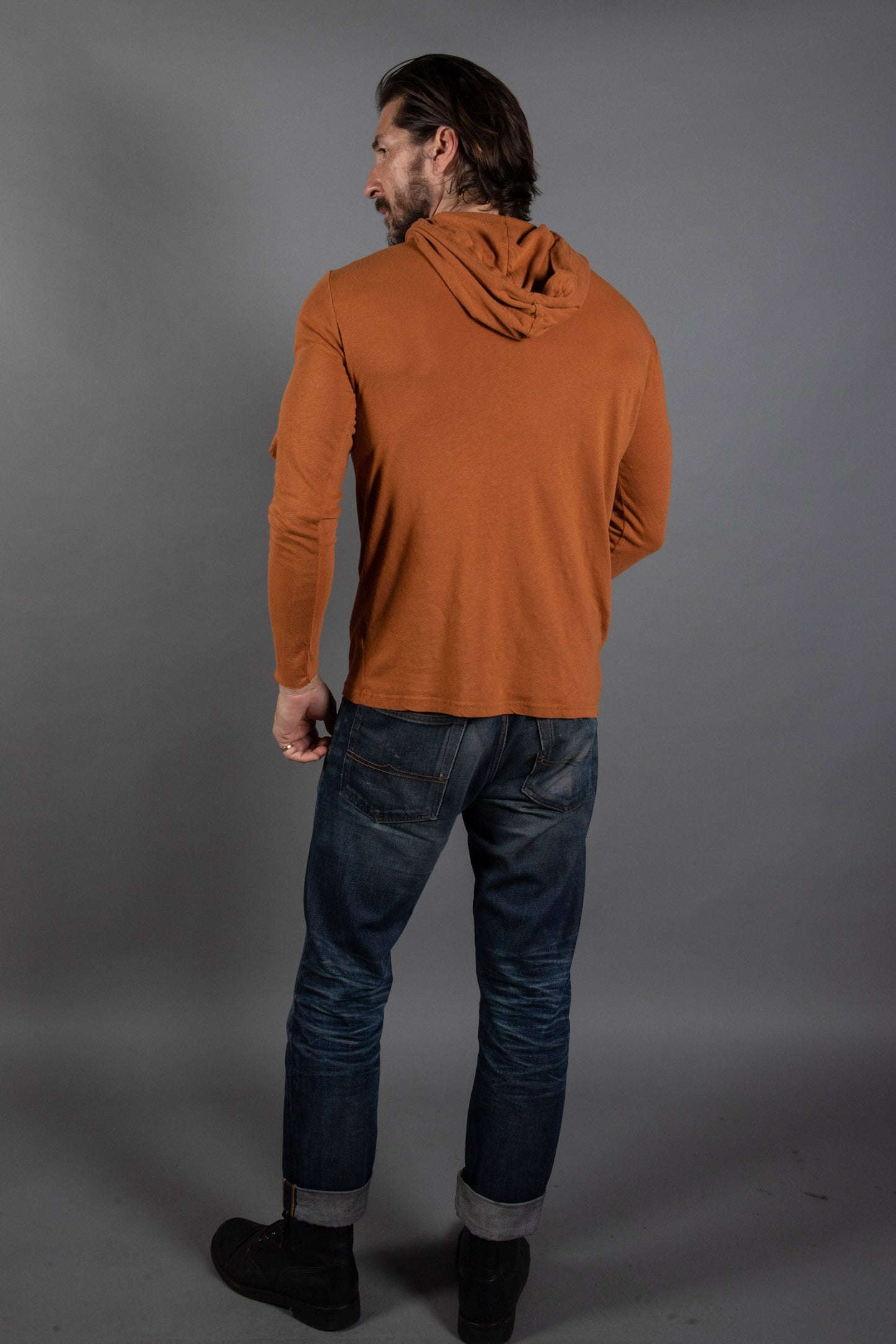 Sudadera con Capucha de Manga Larga de Lino para Hombre