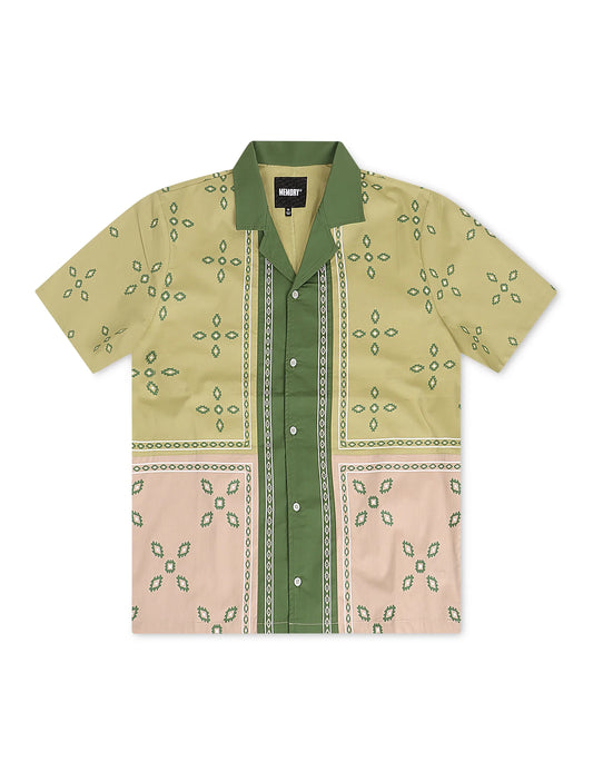 Memory Lane Patch Work Button Up Shirt - Khaki