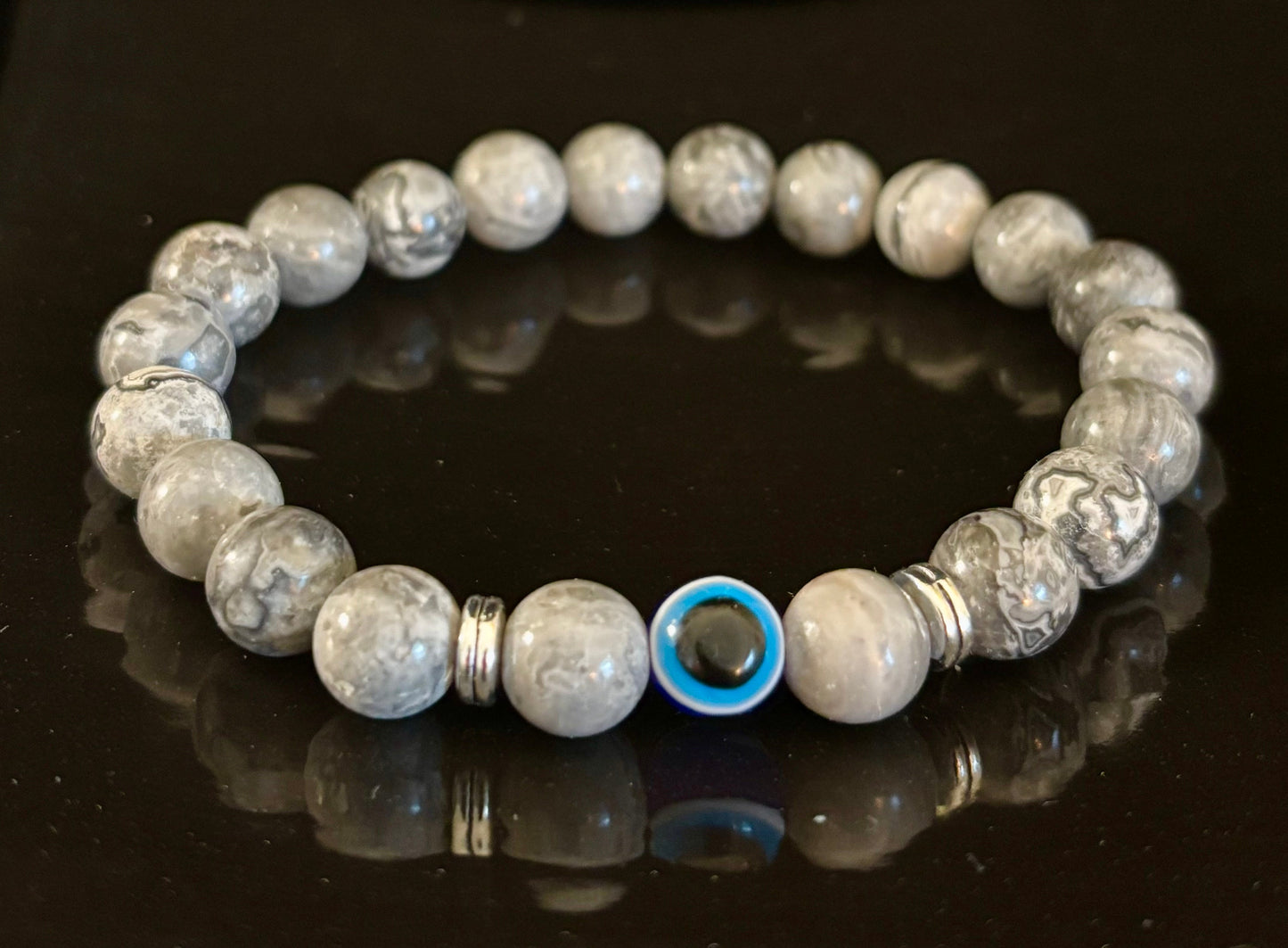 Pulseras de Cuentas Estilo Ojo Turco – Protección Hecha a Mano con Piedras Naturales