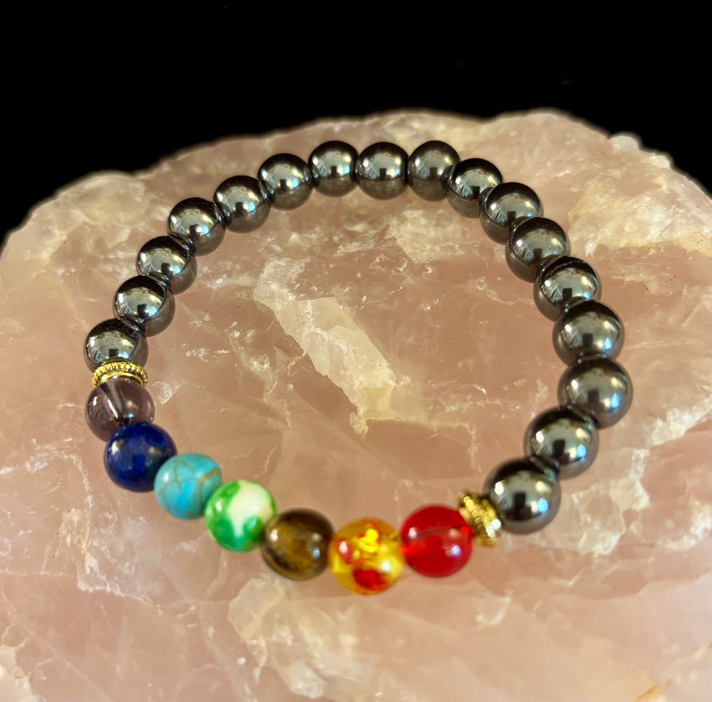 Pulsera con infusión de reiki para la curación de los chakras con hematita - Enraizamiento, protección y equilibrio