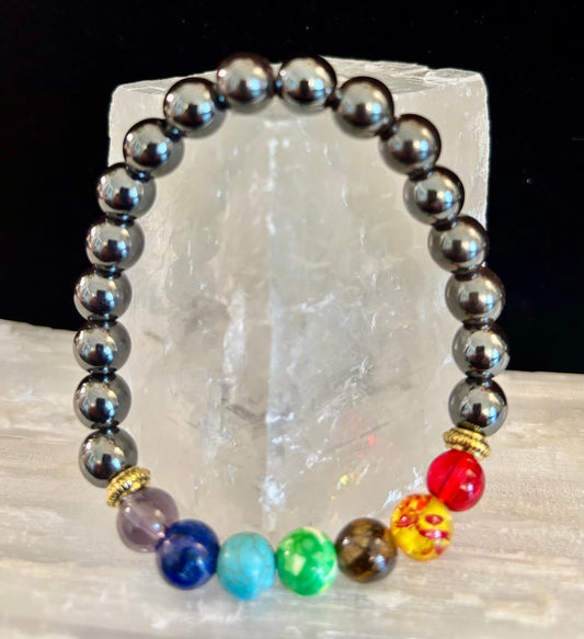Pulsera con infusión de reiki para la curación de los chakras con hematita - Enraizamiento, protección y equilibrio