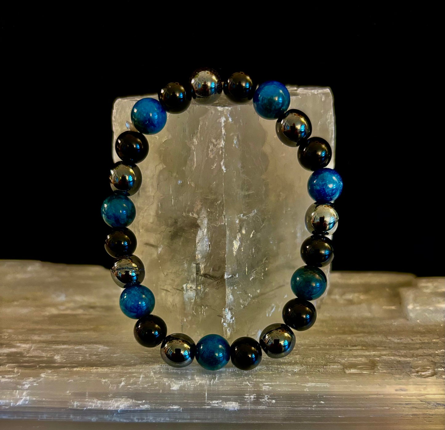 Pulsera de triple protección - Ojo de tigre azul, Obsidiana negra, Hematita