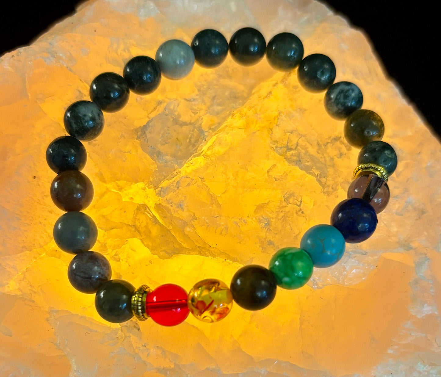 Pulsera curativa Chakra y ónix de la India con infusión de Reiki – Energía de conexión a tierra y equilibrio espiritual