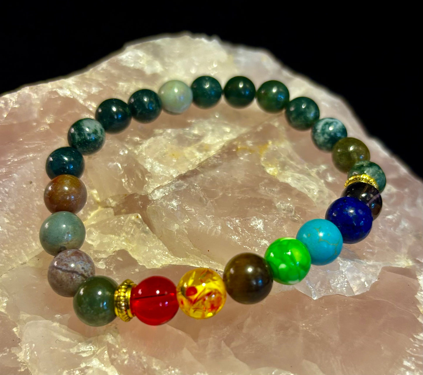 Pulsera curativa Chakra y ónix de la India con infusión de Reiki – Energía de conexión a tierra y equilibrio espiritual