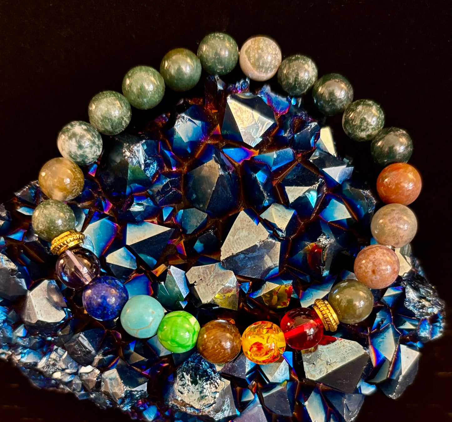 Pulsera curativa Chakra y ónix de la India con infusión de Reiki – Energía de conexión a tierra y equilibrio espiritual