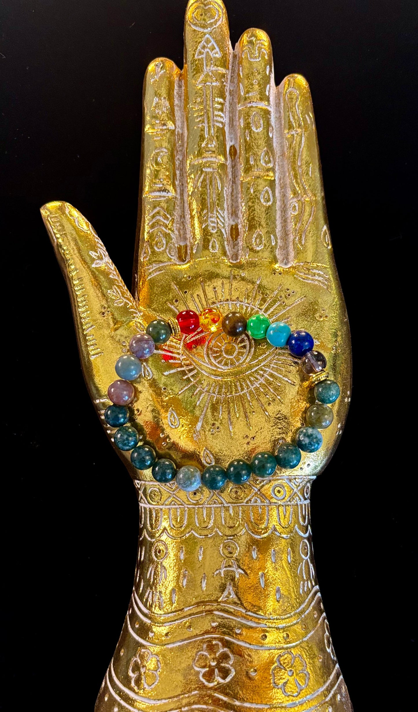 Pulsera curativa Chakra y ónix de la India con infusión de Reiki – Energía de conexión a tierra y equilibrio espiritual
