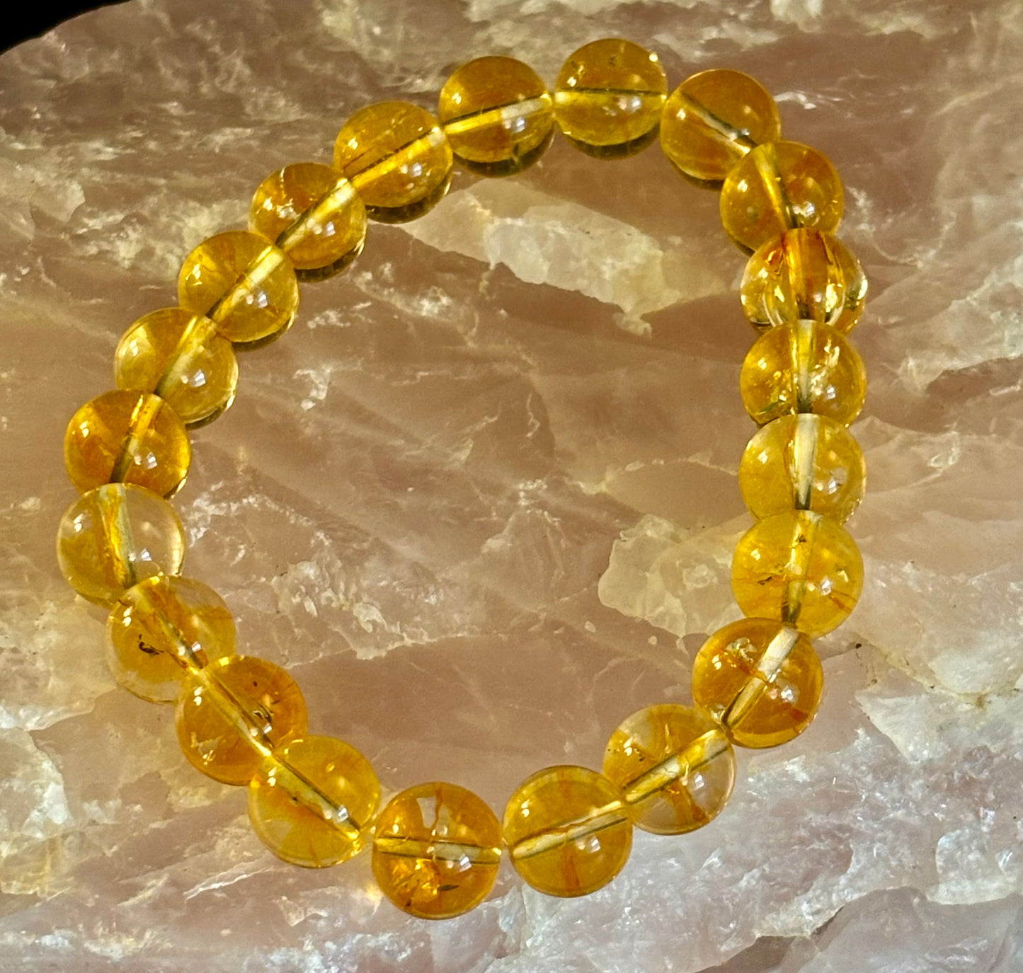 Pulsera Redonda de Citrino con Cuentas – Manifiesta Alegría, Luz y Abundancia