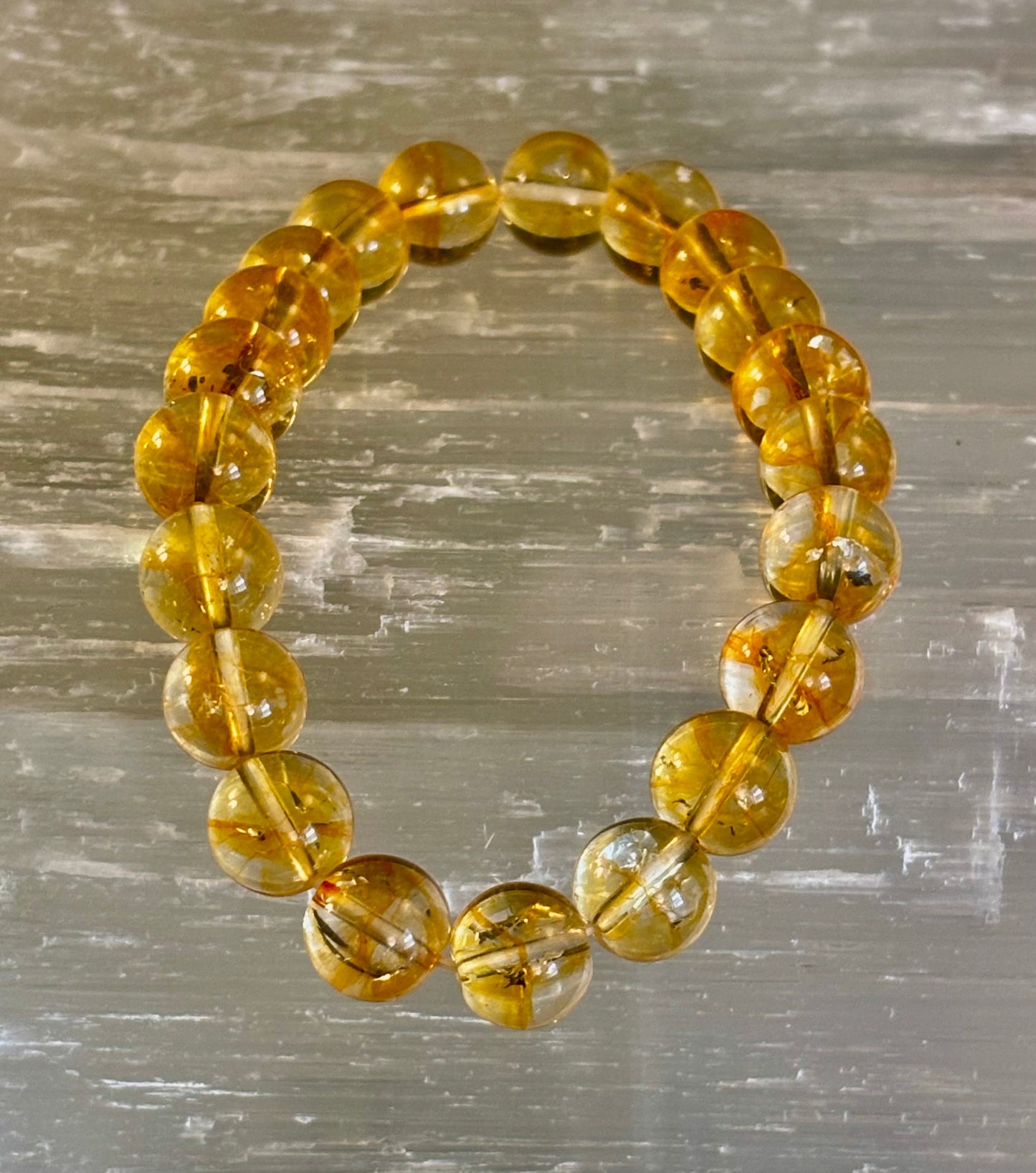 Pulsera Redonda de Citrino con Cuentas – Manifiesta Alegría, Luz y Abundancia