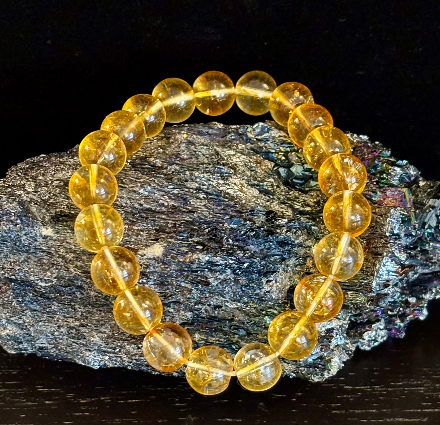 Pulsera Redonda de Citrino con Cuentas – Manifiesta Alegría, Luz y Abundancia