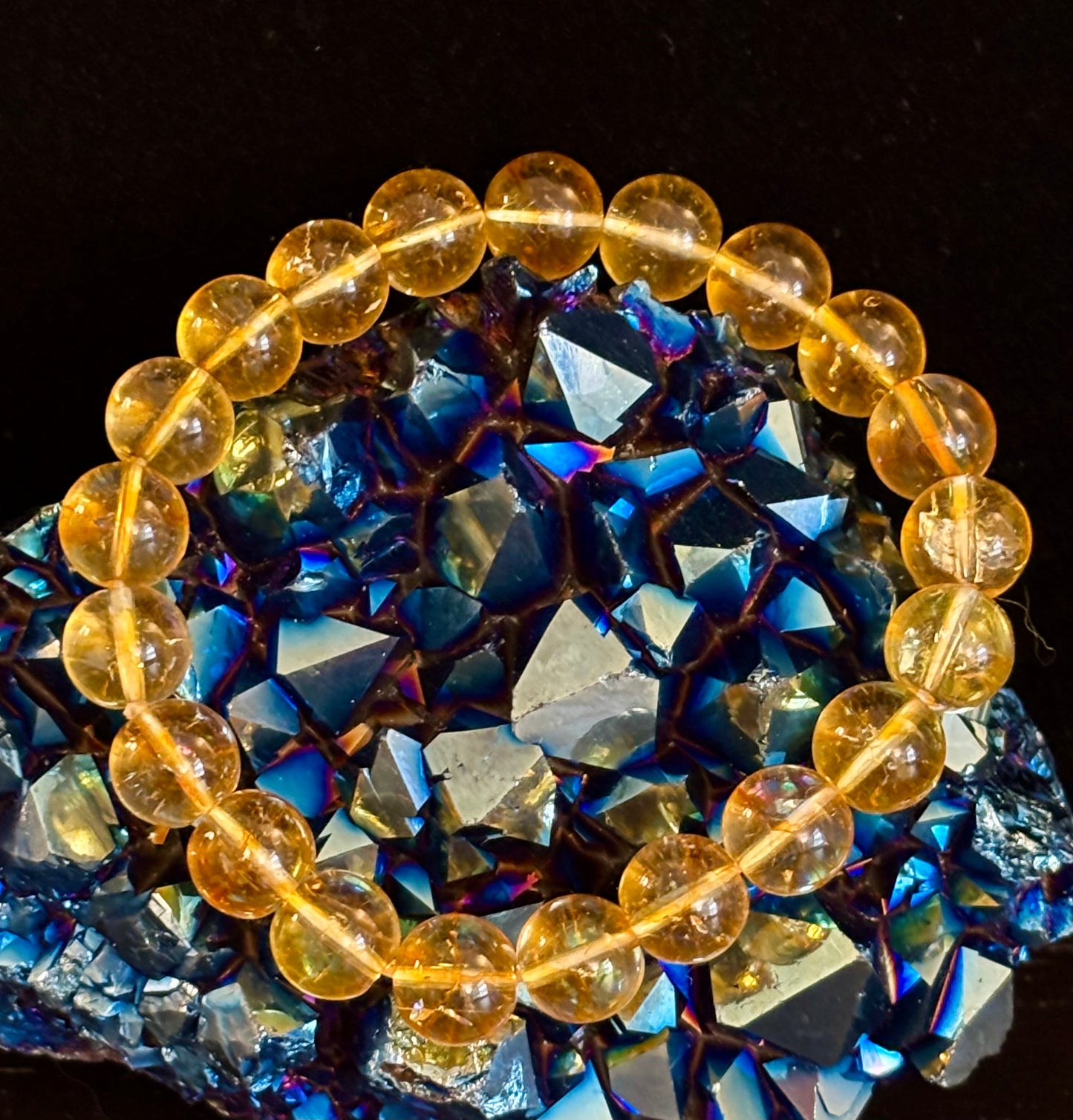Pulsera Redonda de Citrino con Cuentas – Manifiesta Alegría, Luz y Abundancia