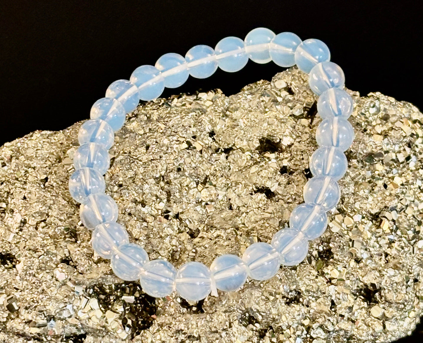 Pulsera de curación de opalita – Energía espiritual y paz interior (cuentas de 8 mm o 10 mm, dos opciones de tamaño de muñeca)