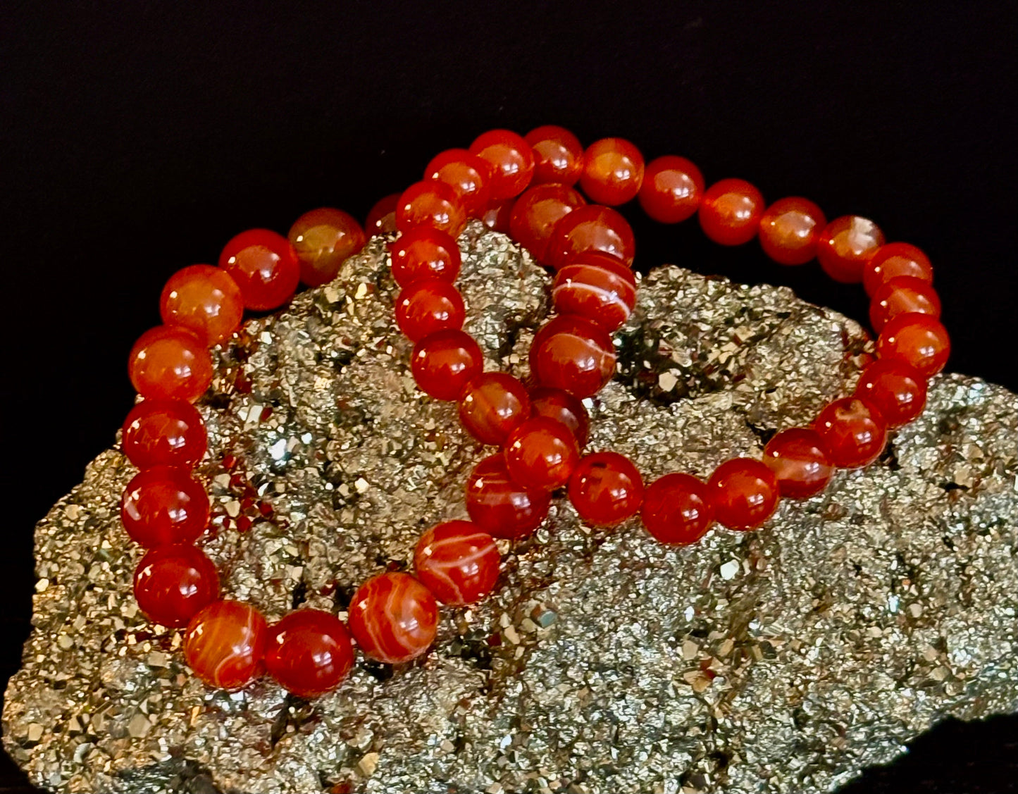 Pulsera de Cornalina 8mm y 10mm – Joyería Reiki para Motivación y Manifestación (Muñeca Mediana)