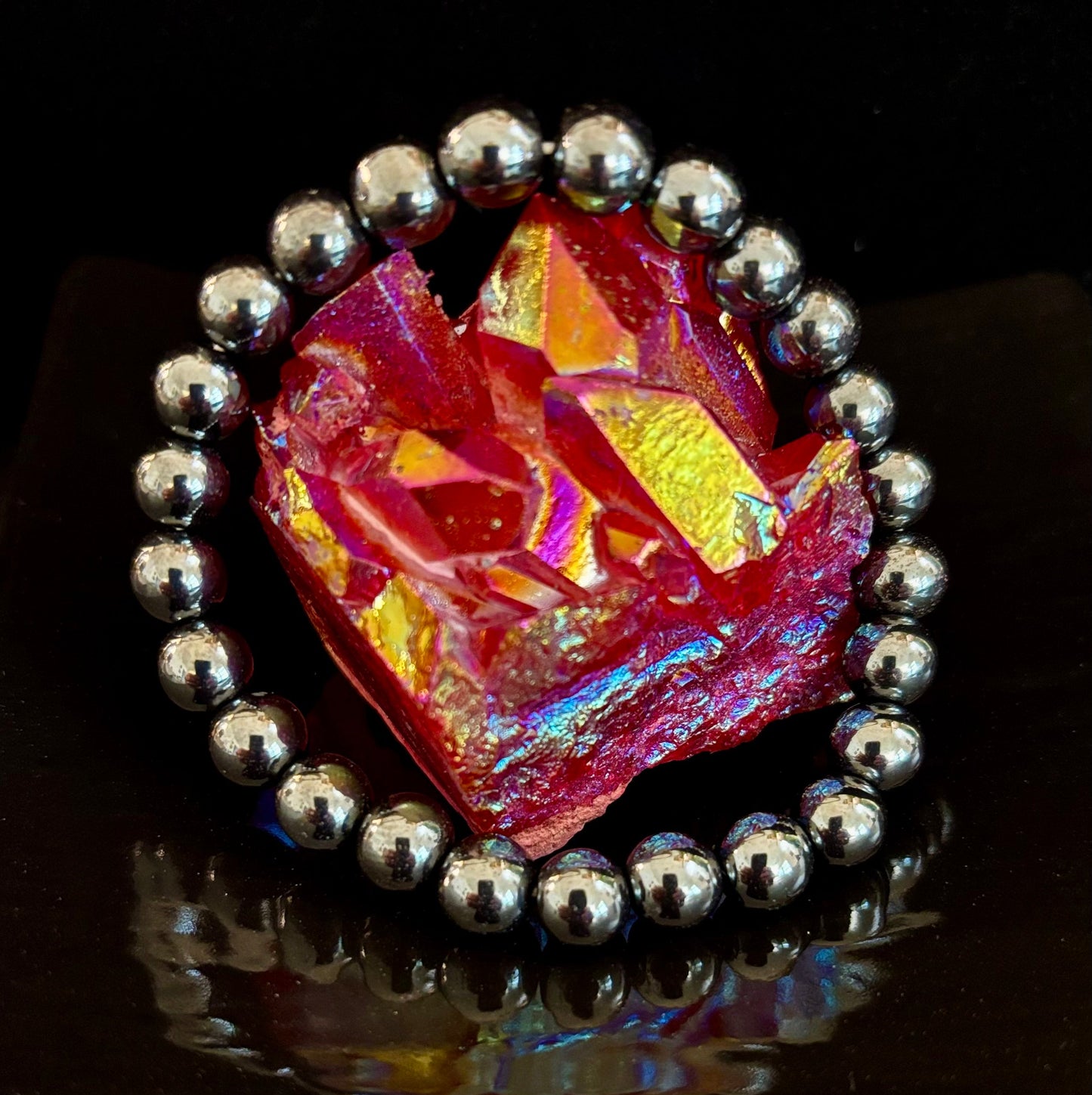 Pulsera de Hematita para Conexión a Tierra y Protección – Piedra Curativa para el Chakra Raíz para Confianza, Claridad y Estabilidad (Opciones de 6mm, 8mm, 10mm)