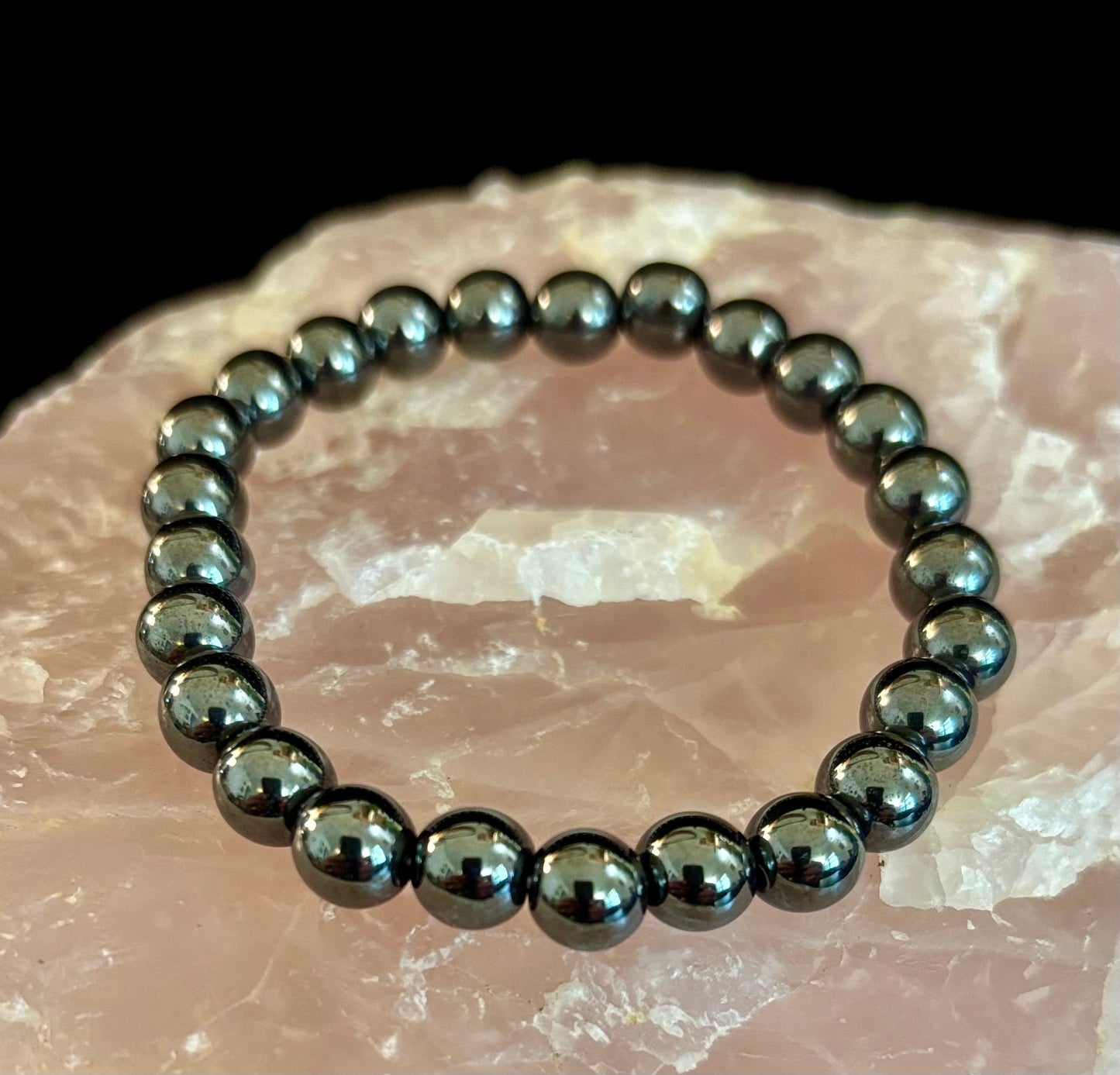 Pulsera de Hematita para Conexión a Tierra y Protección – Piedra Curativa para el Chakra Raíz para Confianza, Claridad y Estabilidad (Opciones de 6mm, 8mm, 10mm)
