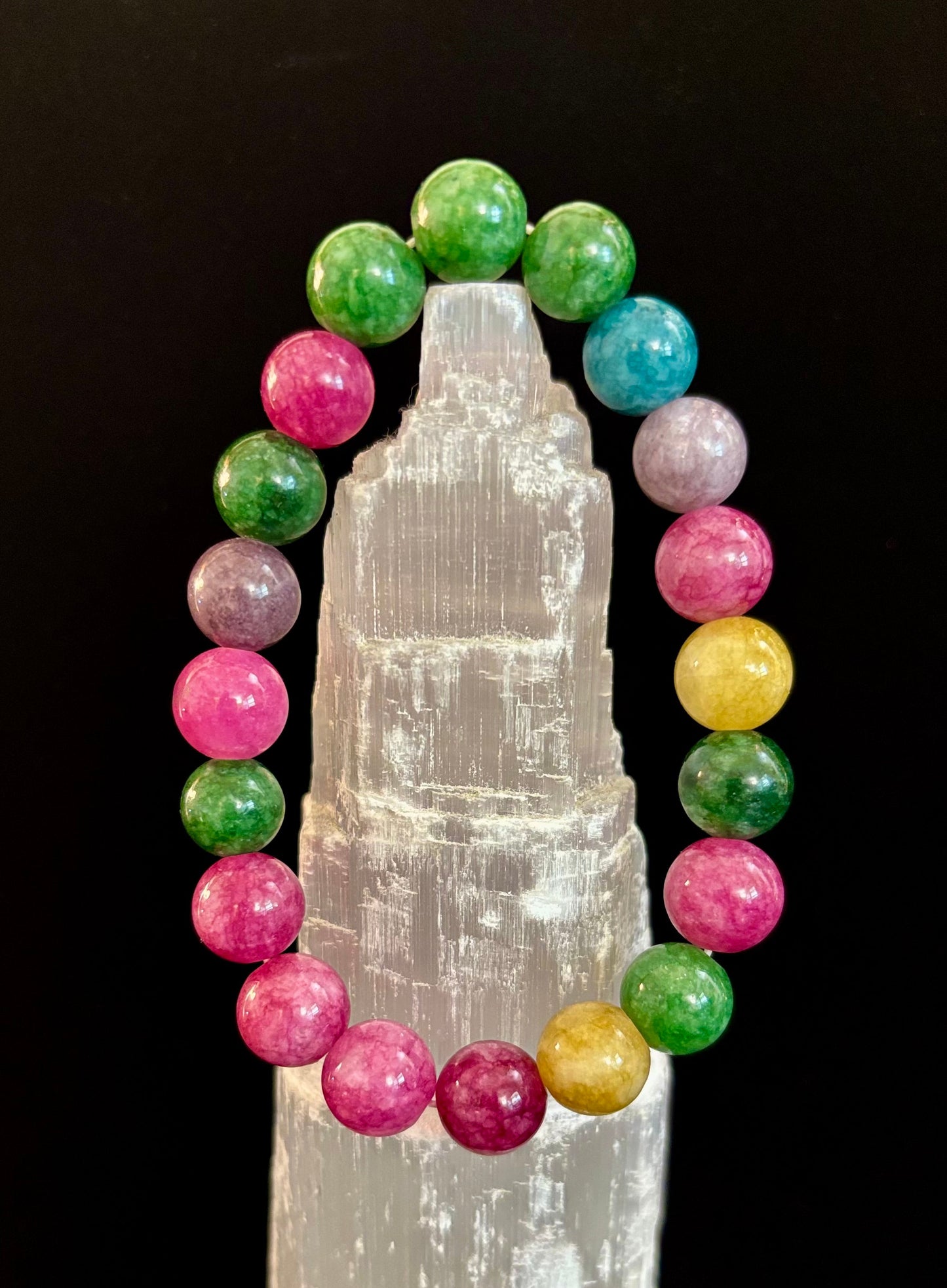 Pulsera de Turmalina Multicolor – Equilibrio, Protección y Sanación Emocional Infundida con Reiki (Muñeca Mediana)