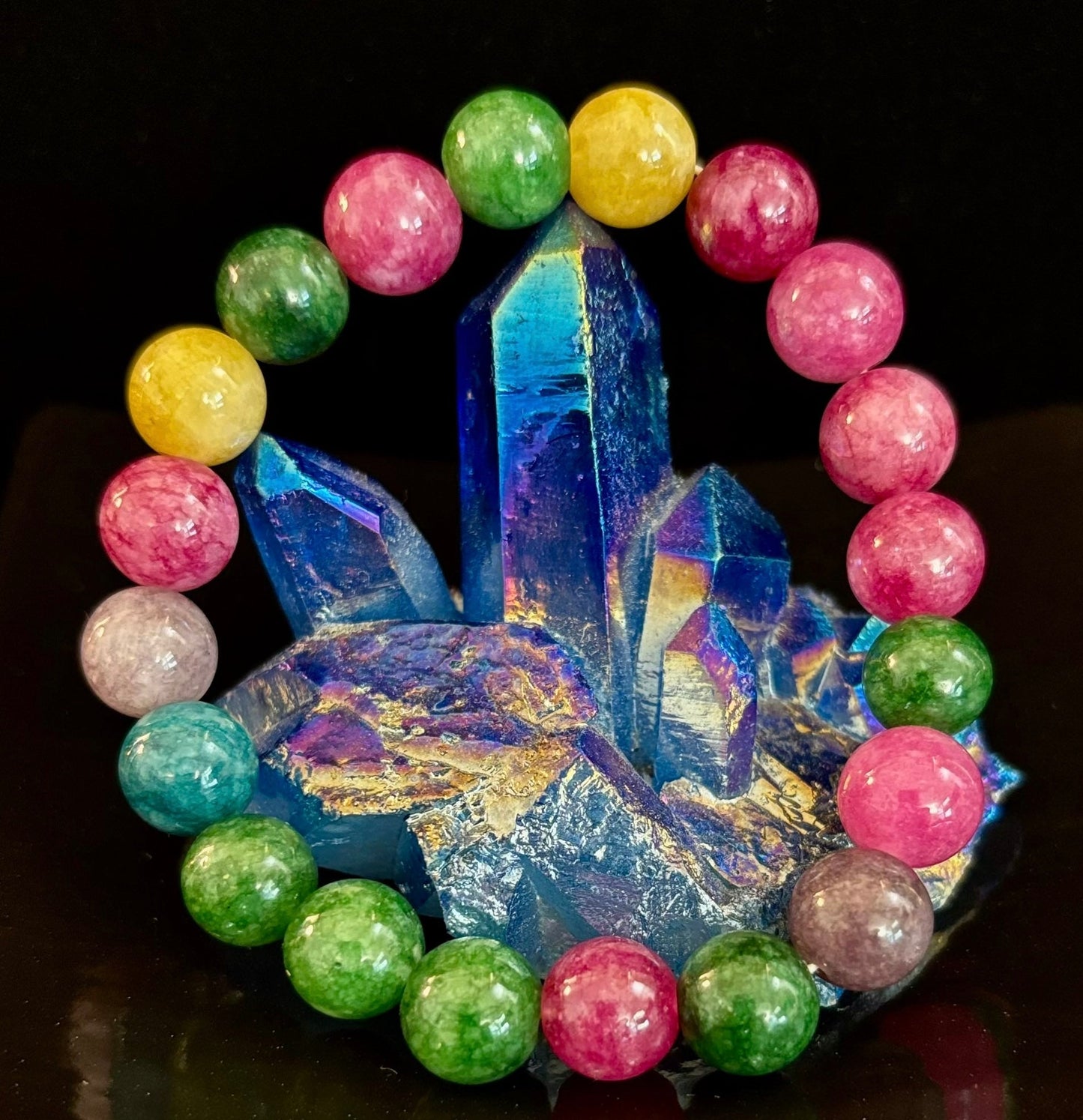 Pulsera de Turmalina Multicolor – Equilibrio, Protección y Sanación Emocional Infundida con Reiki (Muñeca Mediana)