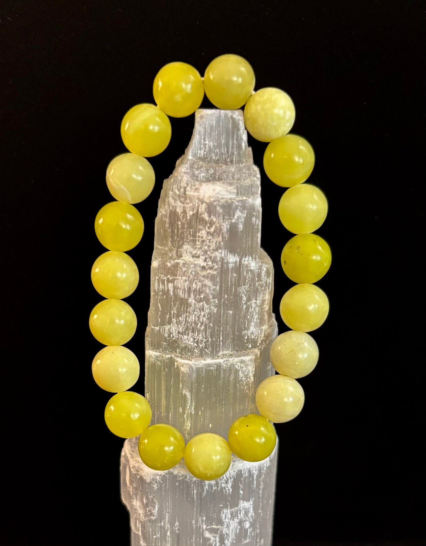 Pulsera de Cuentas de Jade Limón 8mm y 10mm – Joyas de Alegría, Abundancia y Energía Positiva con Infusión de Reiki
