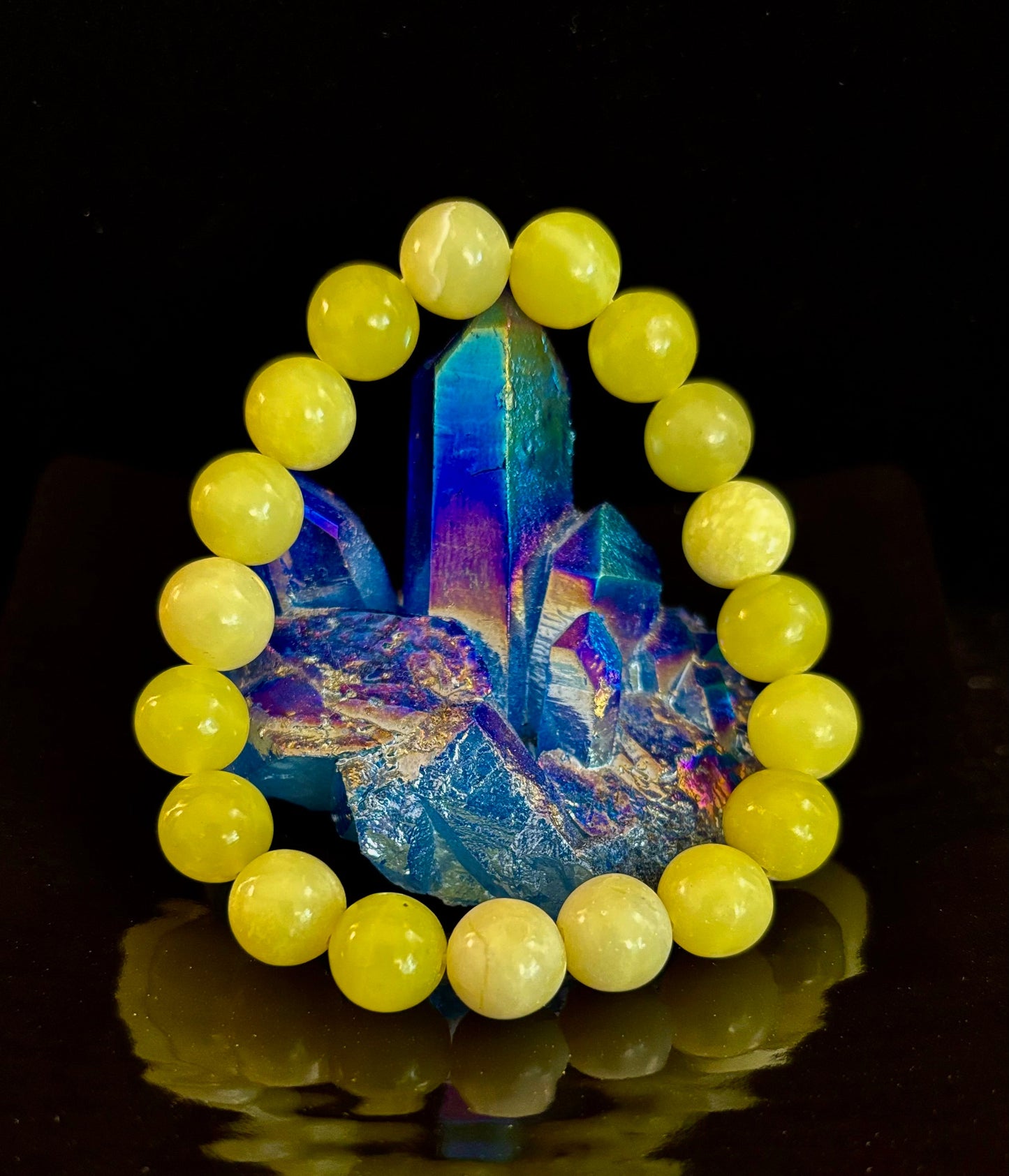 Pulsera de Cuentas de Jade Limón 8mm y 10mm – Joyas de Alegría, Abundancia y Energía Positiva con Infusión de Reiki