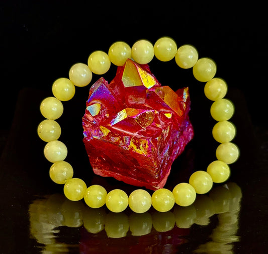 Pulsera de Cuentas de Jade Limón 8mm y 10mm – Joyas de Alegría, Abundancia y Energía Positiva con Infusión de Reiki
