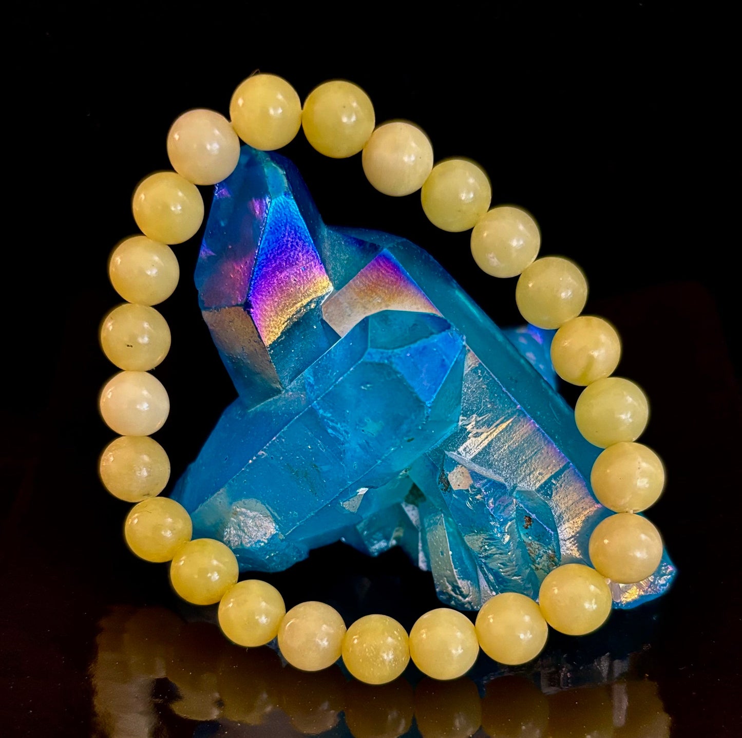 Pulsera de Cuentas de Jade Limón 8mm y 10mm – Joyas de Alegría, Abundancia y Energía Positiva con Infusión de Reiki
