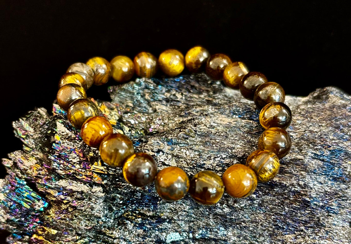 Pulsera de cuentas Ojo de Tigre natural – Piedra del Poder Personal
