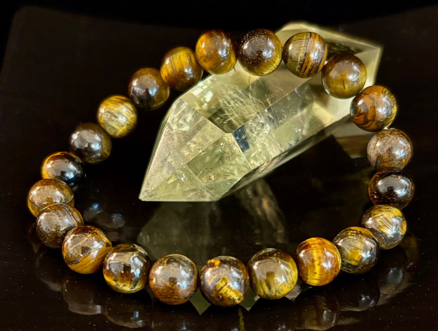 Pulsera de cuentas Ojo de Tigre natural – Piedra del Poder Personal