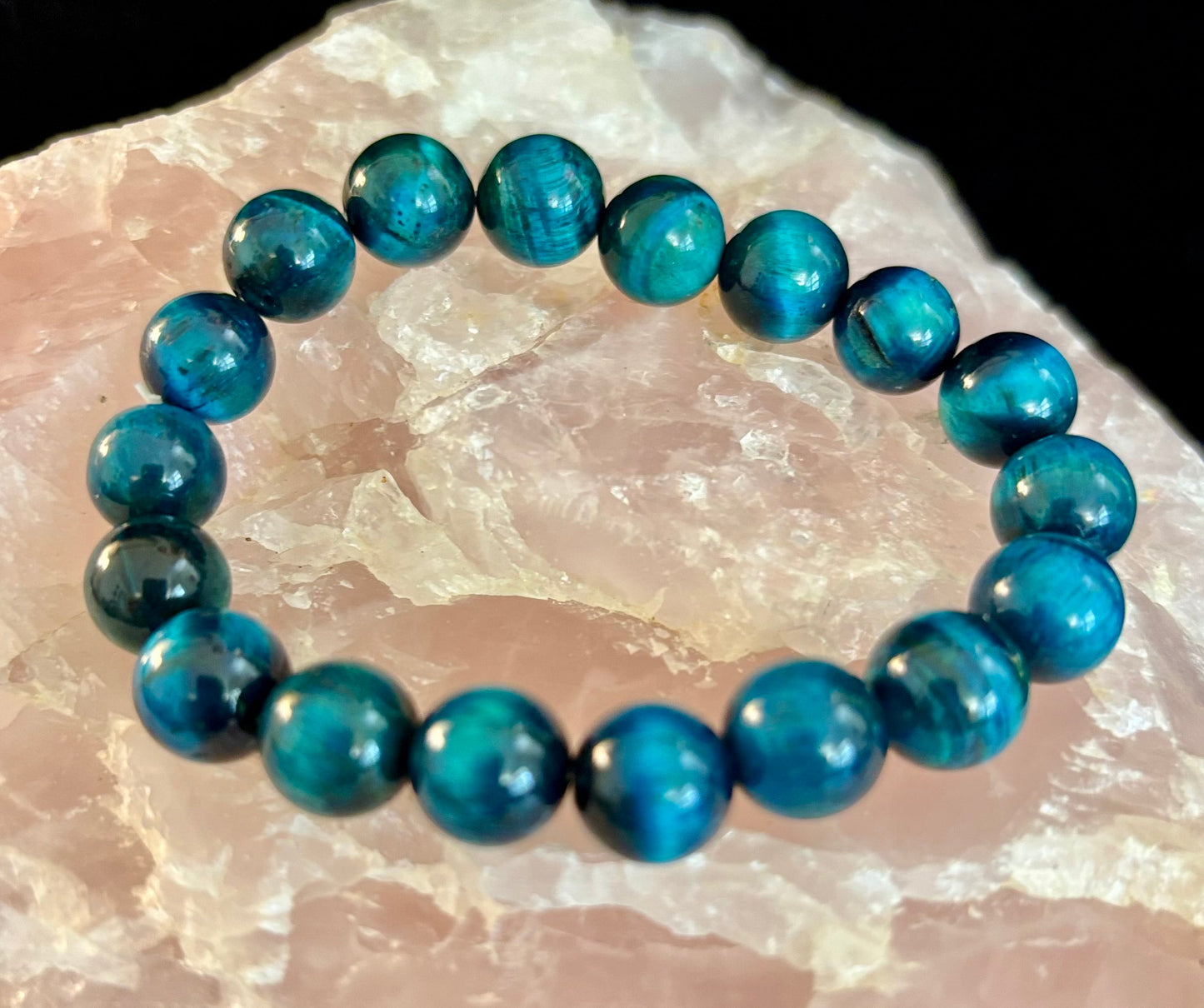 Pulsera Ojo de Tigre Azul con Reiki para Enfoque y Confianza (Muñeca Mediana-Grande)