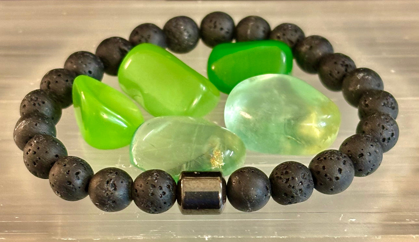 Colección Energía Terrestre – 6 opciones - Pulseras de piedra natural y cuentas magnéticas para muñecas medianas a grandes