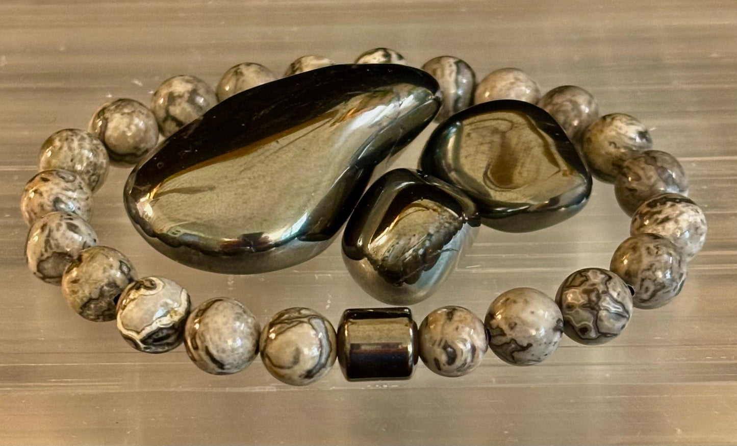 Colección Energía Terrestre – 6 opciones - Pulseras de piedra natural y cuentas magnéticas para muñecas medianas a grandes