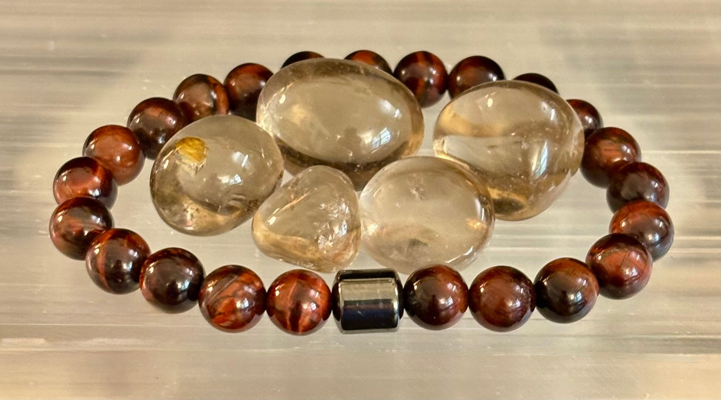 Colección Energía Terrestre – 6 opciones - Pulseras de piedra natural y cuentas magnéticas para muñecas medianas a grandes