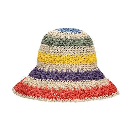 Sombrero de pescador de paja tejido arcoíris