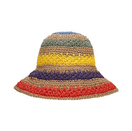 Sombrero de pescador de paja tejido arcoíris