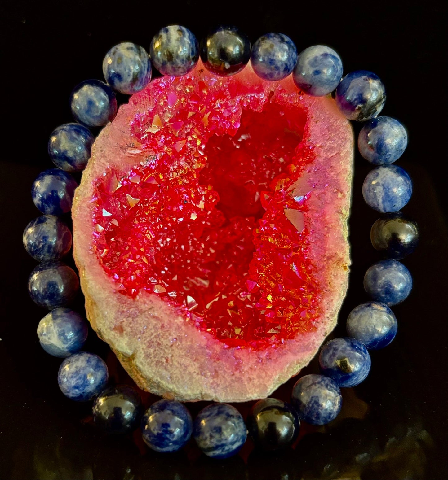 Pulsera de gema de sodalita – Intuición, verdad y equilibrio emocional (opciones de tamaño de muñeca pequeño a grande)