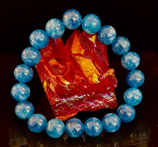 Pulsera energética de apatita azul | Cuentas de piedra natural de 8 mm o 10 mm para claridad, concentración y motivación