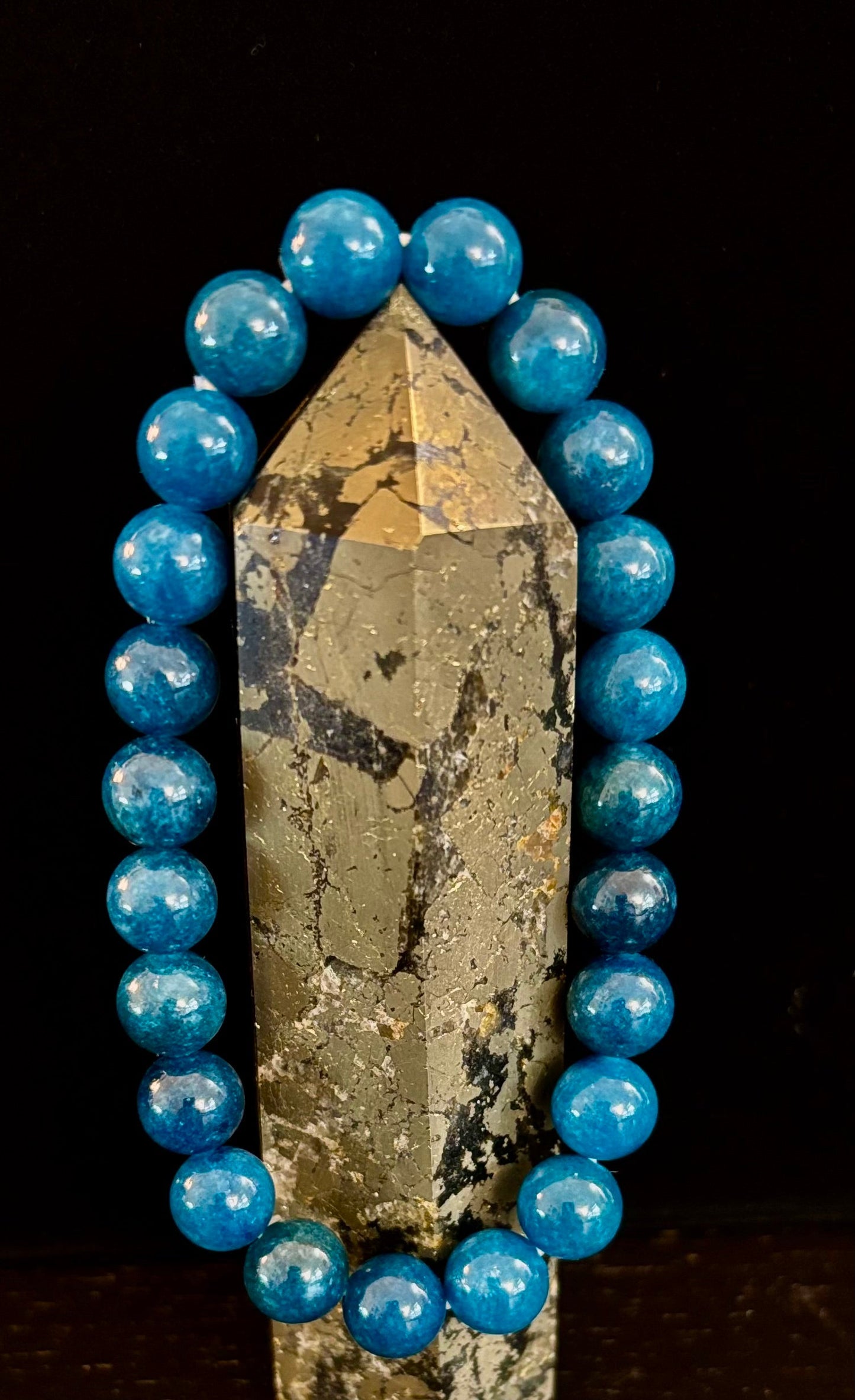Pulsera energética de apatita azul | Cuentas de piedra natural de 8 mm o 10 mm para claridad, concentración y motivación