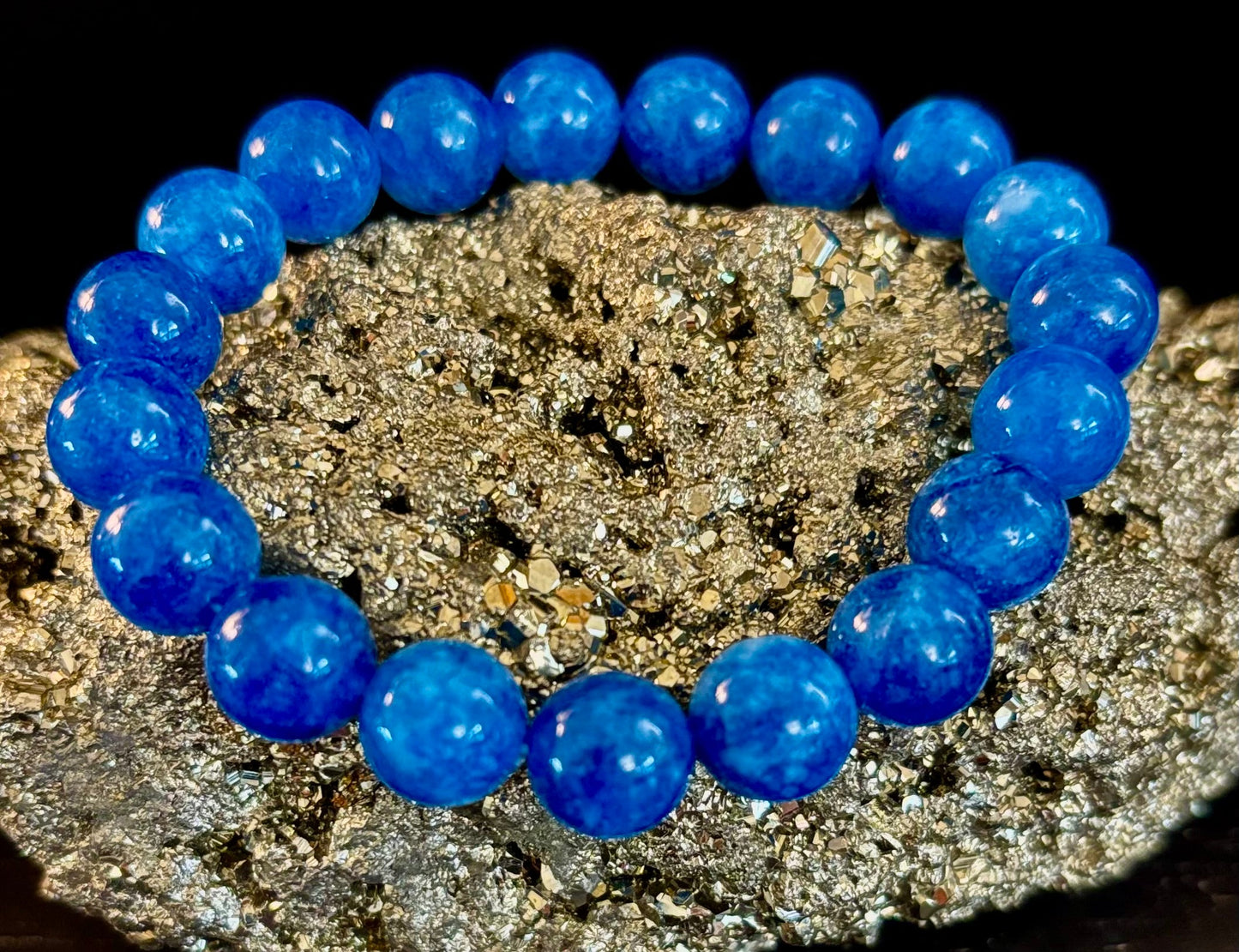 Pulsera energética de apatita azul | Cuentas de piedra natural de 8 mm o 10 mm para claridad, concentración y motivación