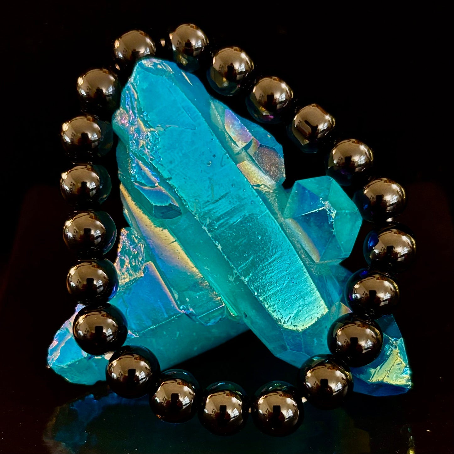 Pulsera de ónix negro de 8 mm con infusión de Reiki para protección y conexión a tierra (muñecas medianas de 7.5")