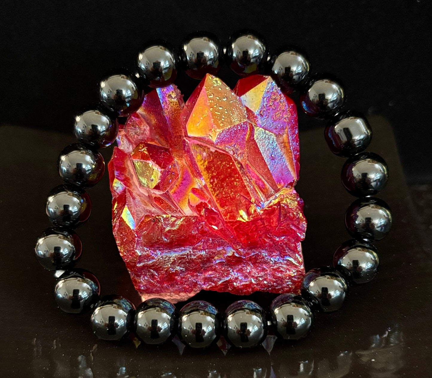 Pulsera de ónix negro de 8 mm con infusión de Reiki para protección y conexión a tierra (muñecas medianas de 7.5")
