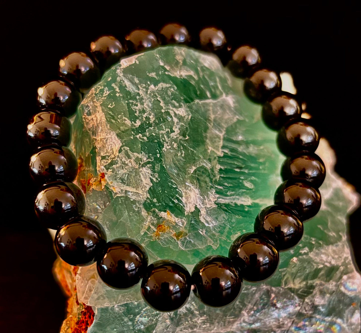 Pulsera de Obsidiana Negra con Cuentas - Enraizamiento, Protección y Paz Interior