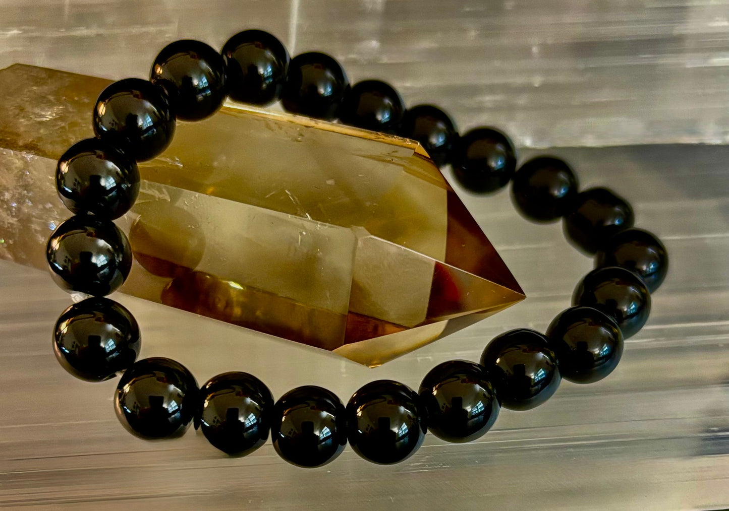 Pulsera de Obsidiana Negra con Cuentas - Enraizamiento, Protección y Paz Interior