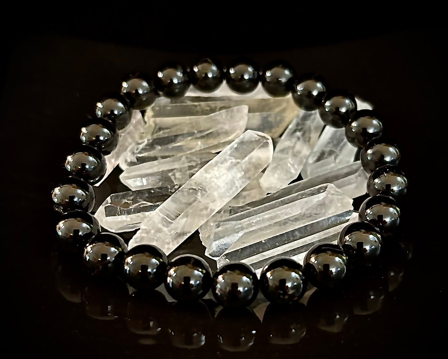 Pulsera de turmalina negra – Protección, conexión a tierra y escudo energético (para muñecas medianas a grandes)
