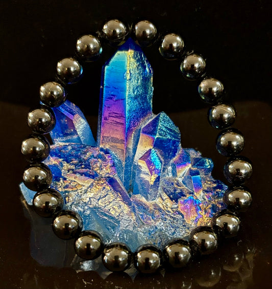 Pulsera de turmalina negra – Protección, conexión a tierra y escudo energético (para muñecas medianas a grandes)
