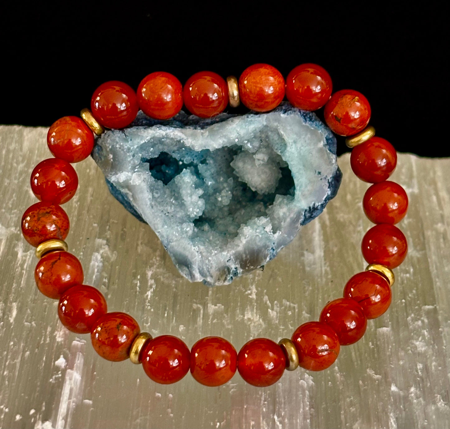 Pulsera de Empoderamiento de Cornalina y Jaspe Rojo – Confianza en Uno Mismo y Éxito